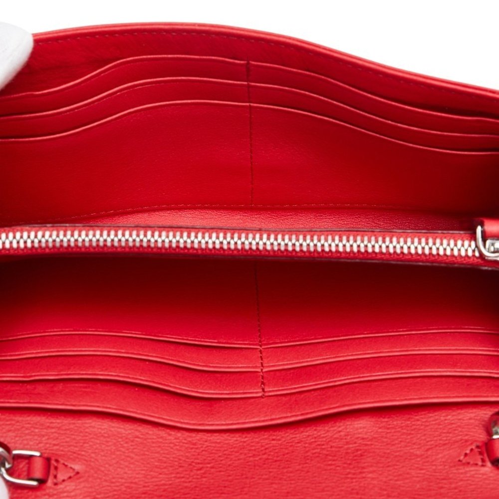 MCM Visetos Chain Wallet, Red Leather, Women's - Picture 9 of 10